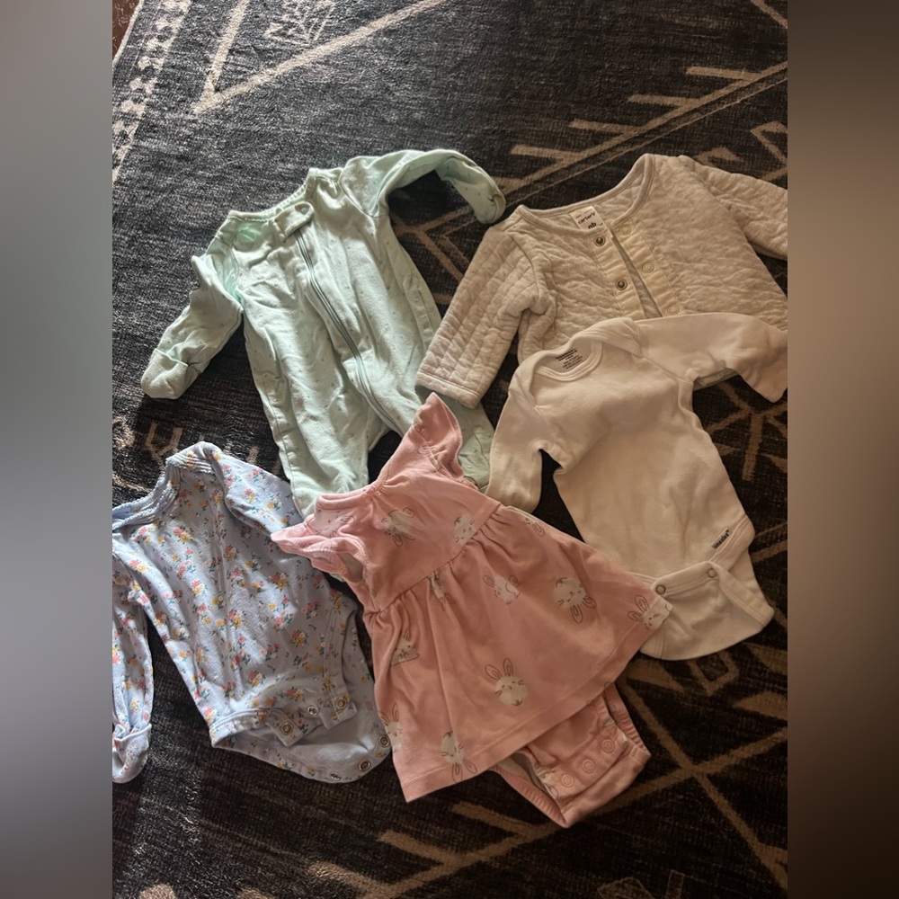 Newborn onesies, footies, jacket